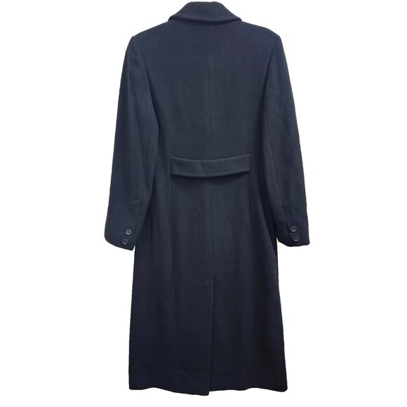 Jones New York Women’s Wool Blend Long Coat Black Double Breasted Belted Back 4 - Picture 7 of 15
